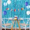 2pcs 3ft x 8ft Light Blue Metallic Tinsel Foil Fringe Curtains Backdrop for Frozen Mermaid Blue Birthday Party Decorations, Baby Shower Bachelorette Bridal Shower Party Decorations